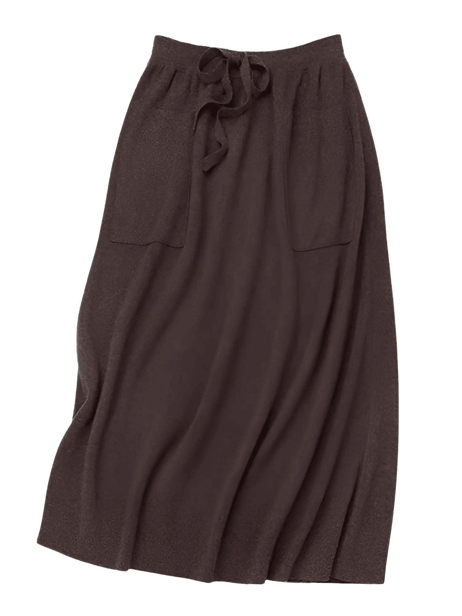 100% Cashmere Wool High Waist Long Skirt With Pockets