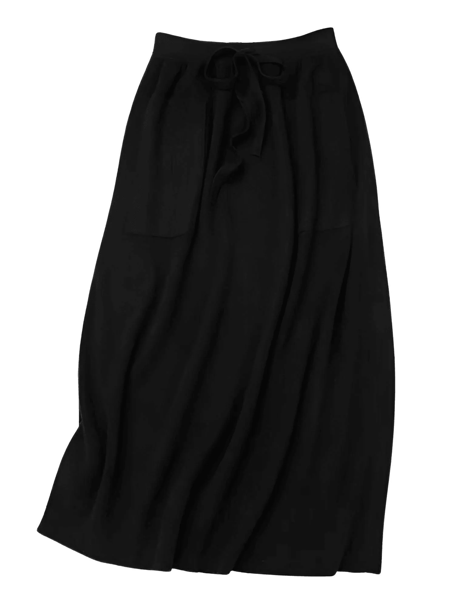 100% Cashmere Wool High Waist Long Skirt With Pockets