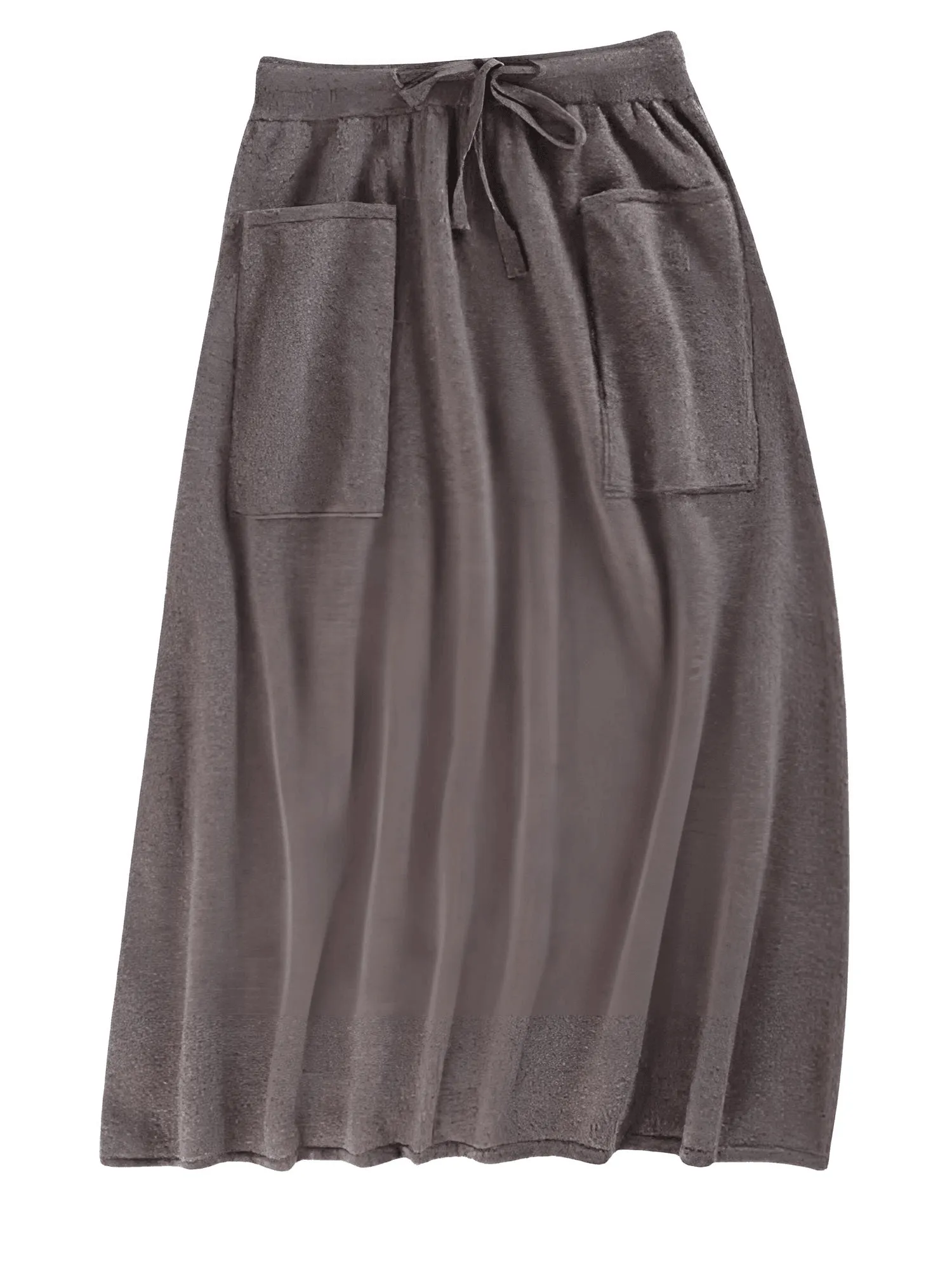 100% Cashmere Wool High Waist Long Skirt With Pockets