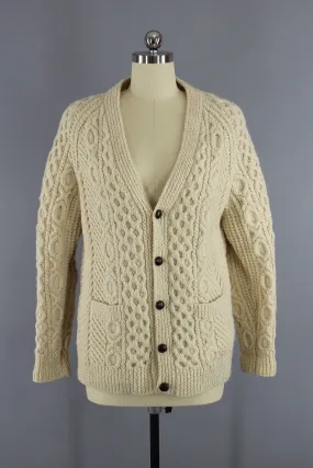 1960s Vintage Irish Wool Cardigan / Alana Dublin / Fisherman's Sweater