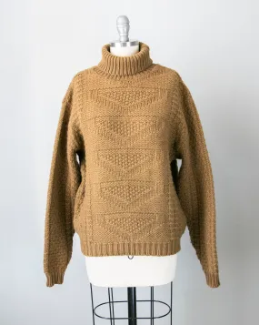 1970s Sweater Wool Knit Turtleneck M