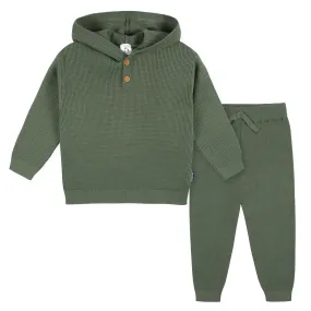 2-Piece Infant and Toddler Boys Olive Green Sweater Knit Set