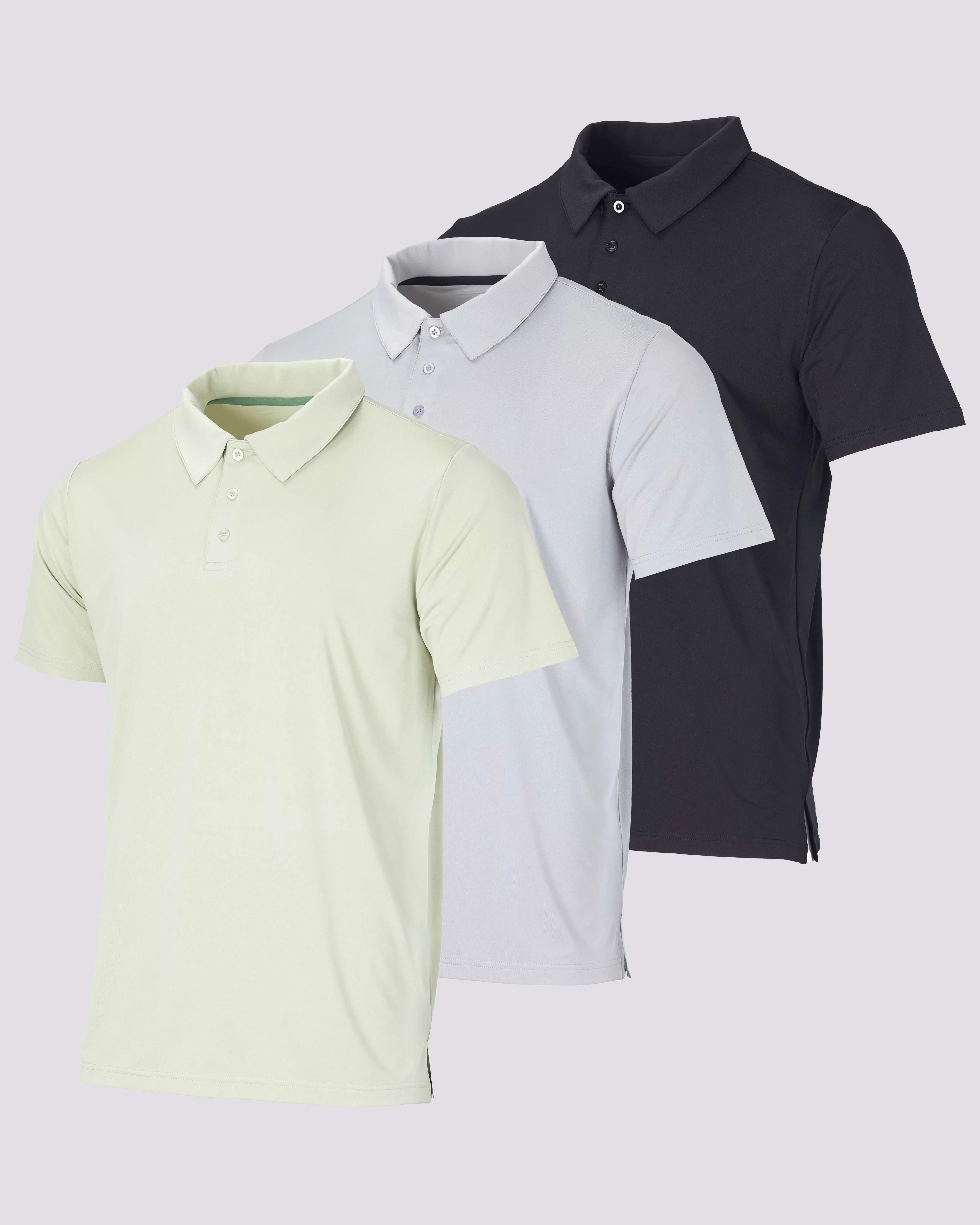 3 Pack: Men's Dry-Fit Short Sleeve Polo Shirt (Available in Big & Tall)