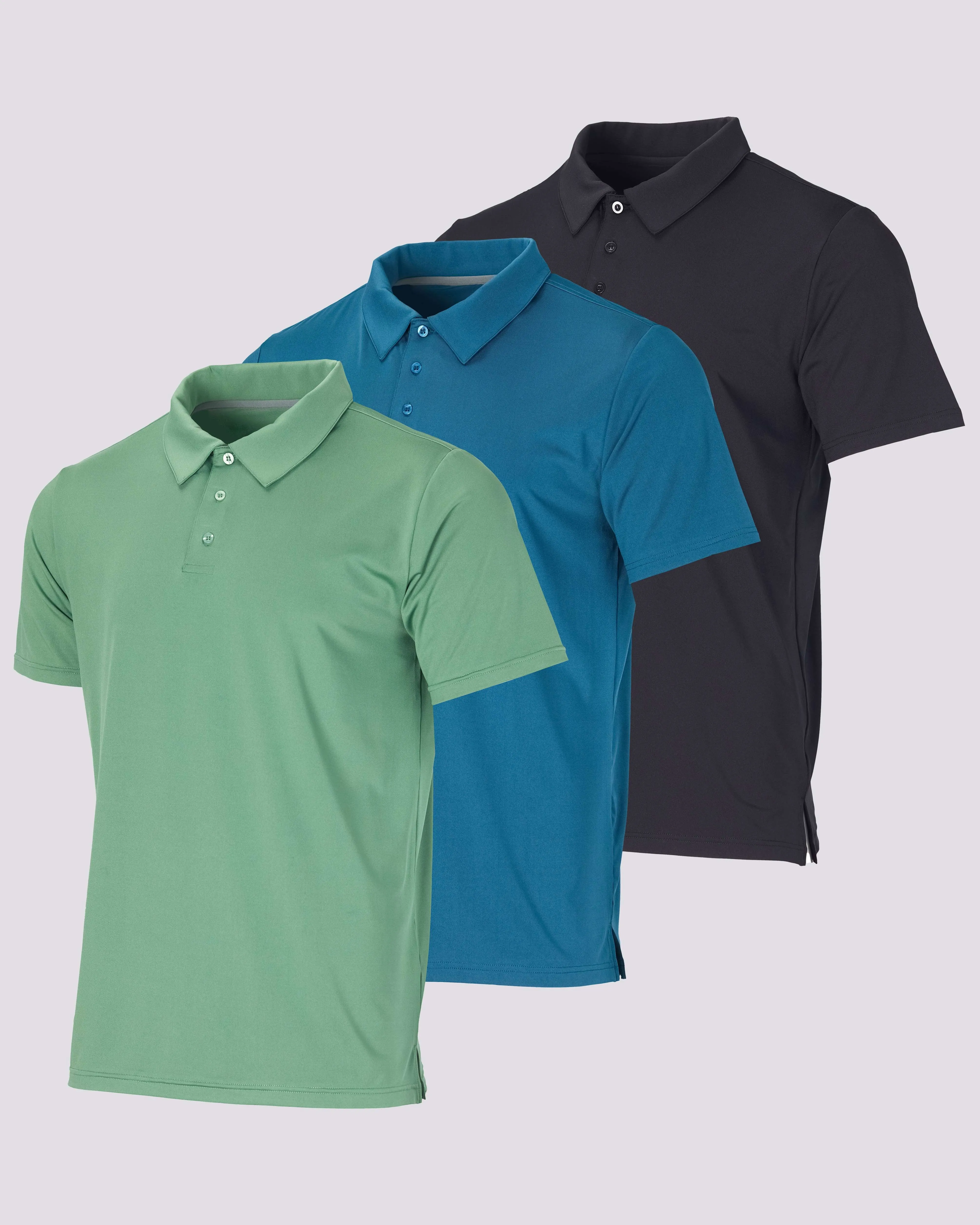 3 Pack: Men's Dry-Fit Short Sleeve Polo Shirt (Available in Big & Tall)