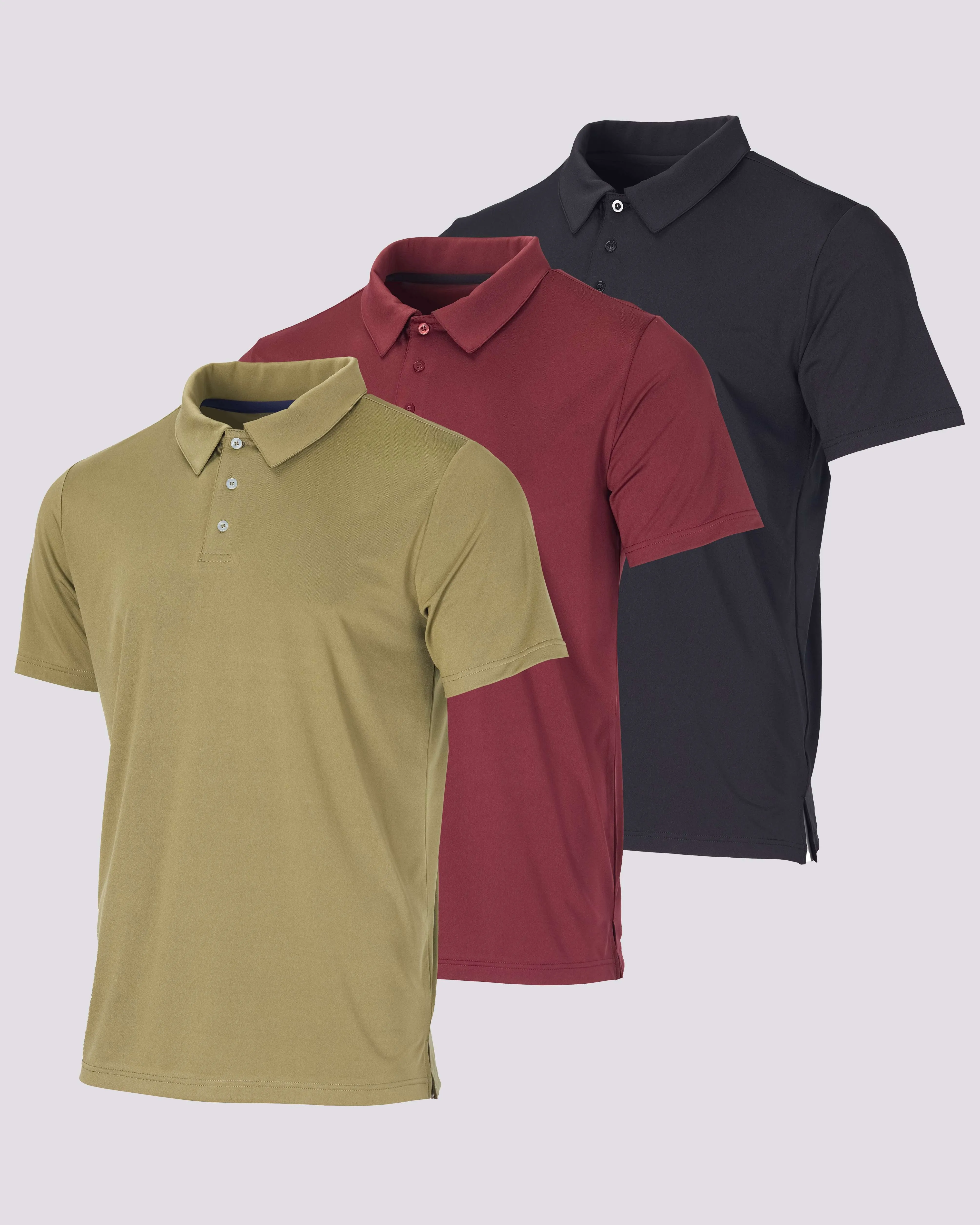 3 Pack: Men's Dry-Fit Short Sleeve Polo Shirt (Available in Big & Tall)