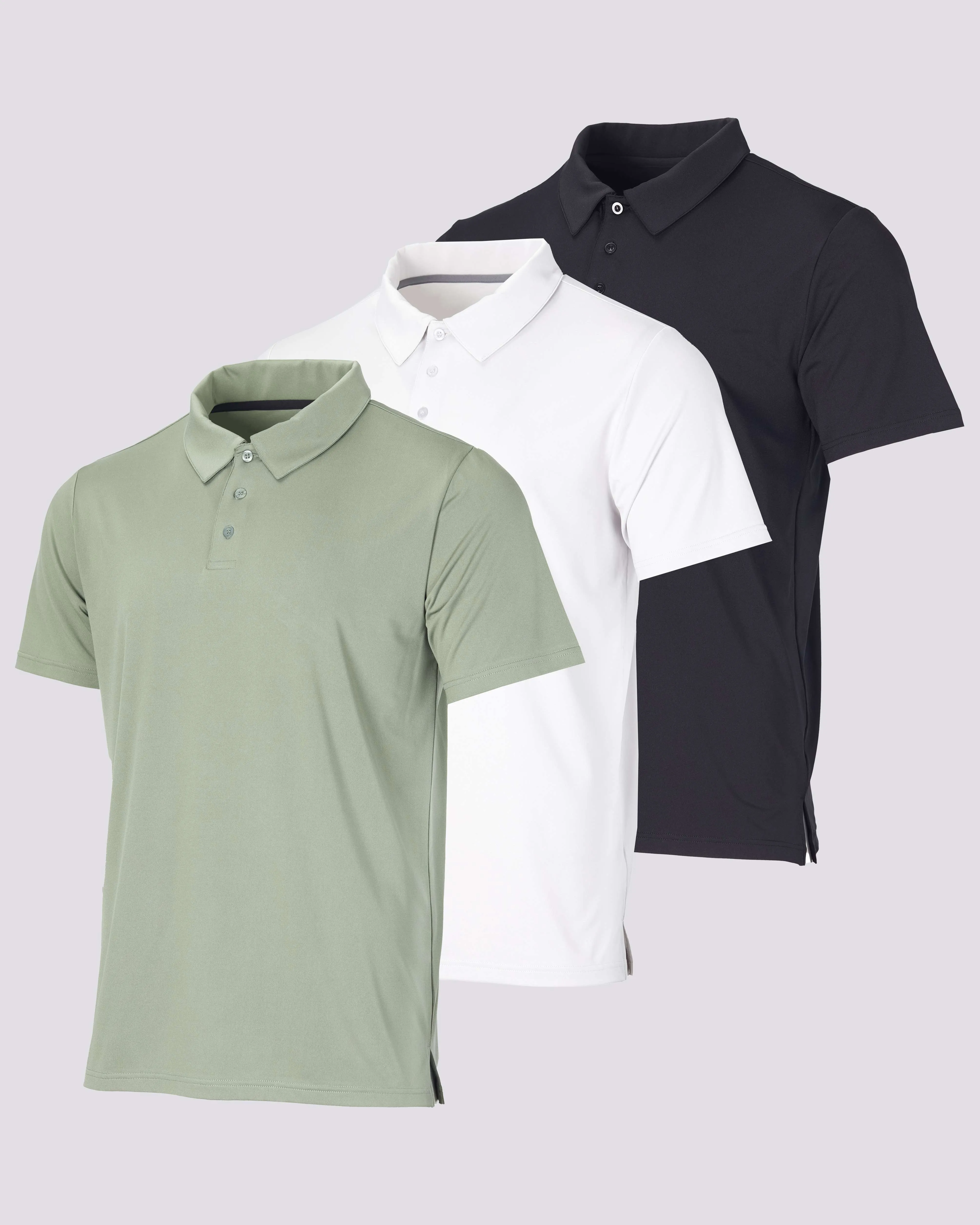 3 Pack: Men's Dry-Fit Short Sleeve Polo Shirt (Available in Big & Tall)