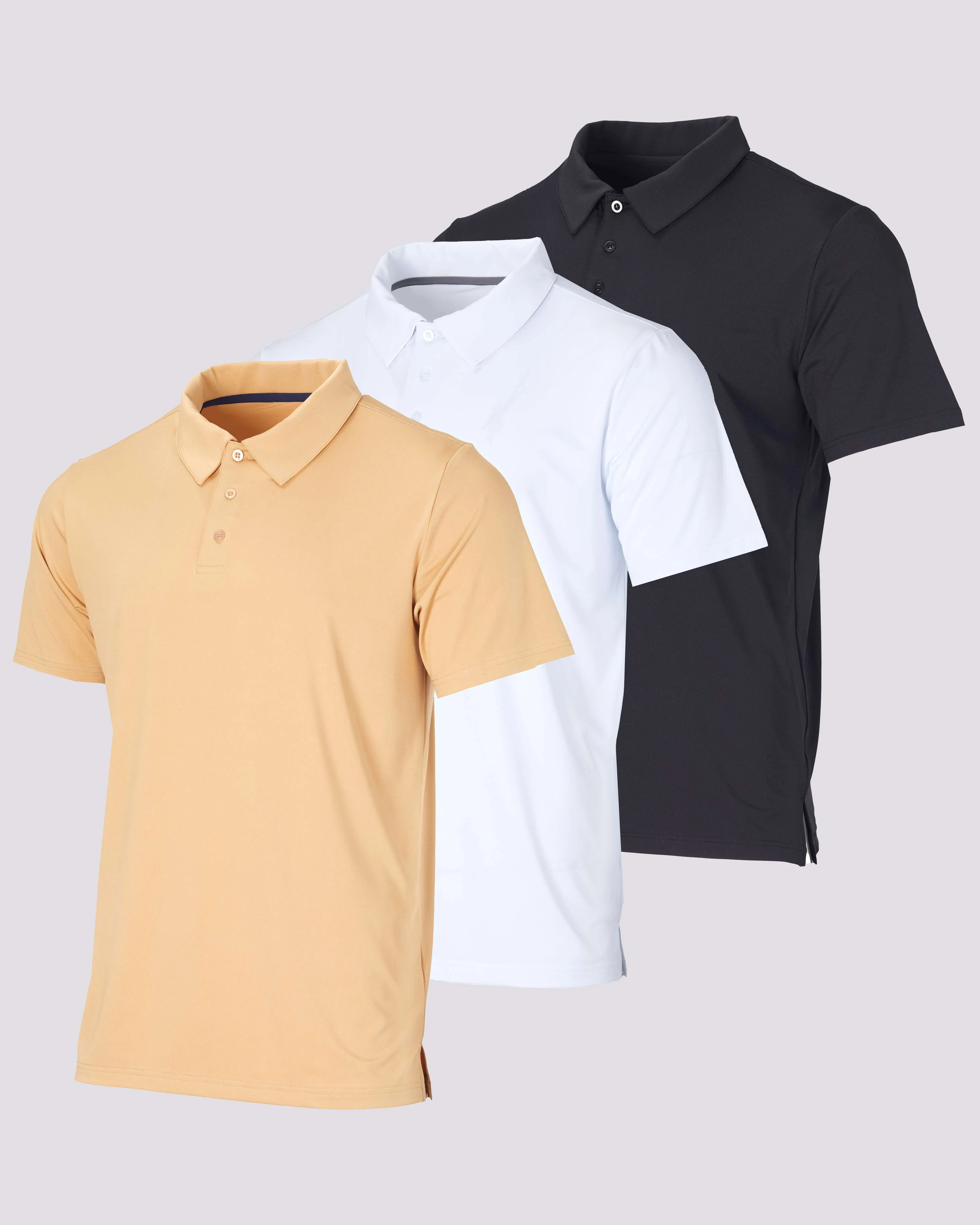 3 Pack: Men's Dry-Fit Short Sleeve Polo Shirt (Available in Big & Tall)