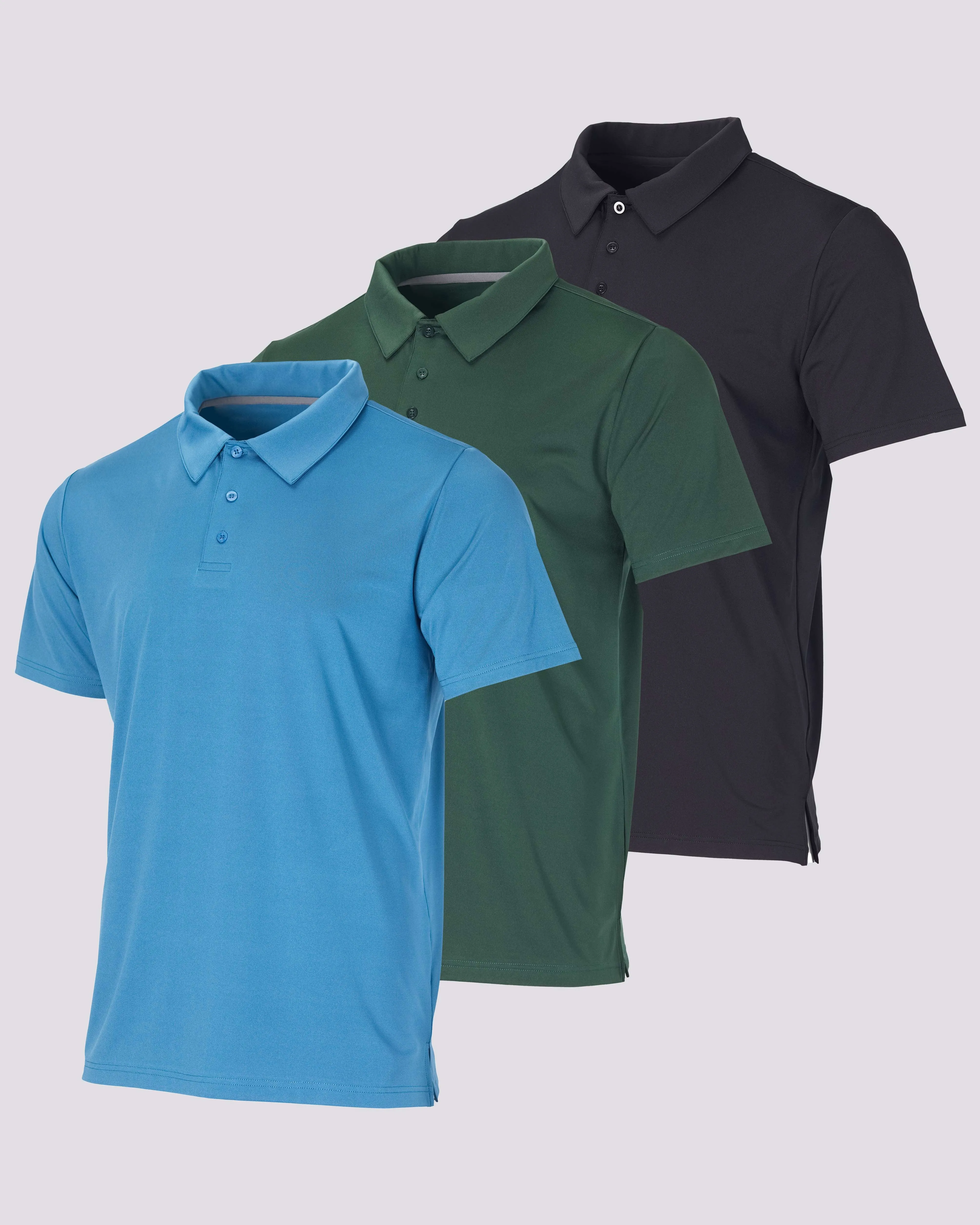 3 Pack: Men's Dry-Fit Short Sleeve Polo Shirt (Available in Big & Tall)