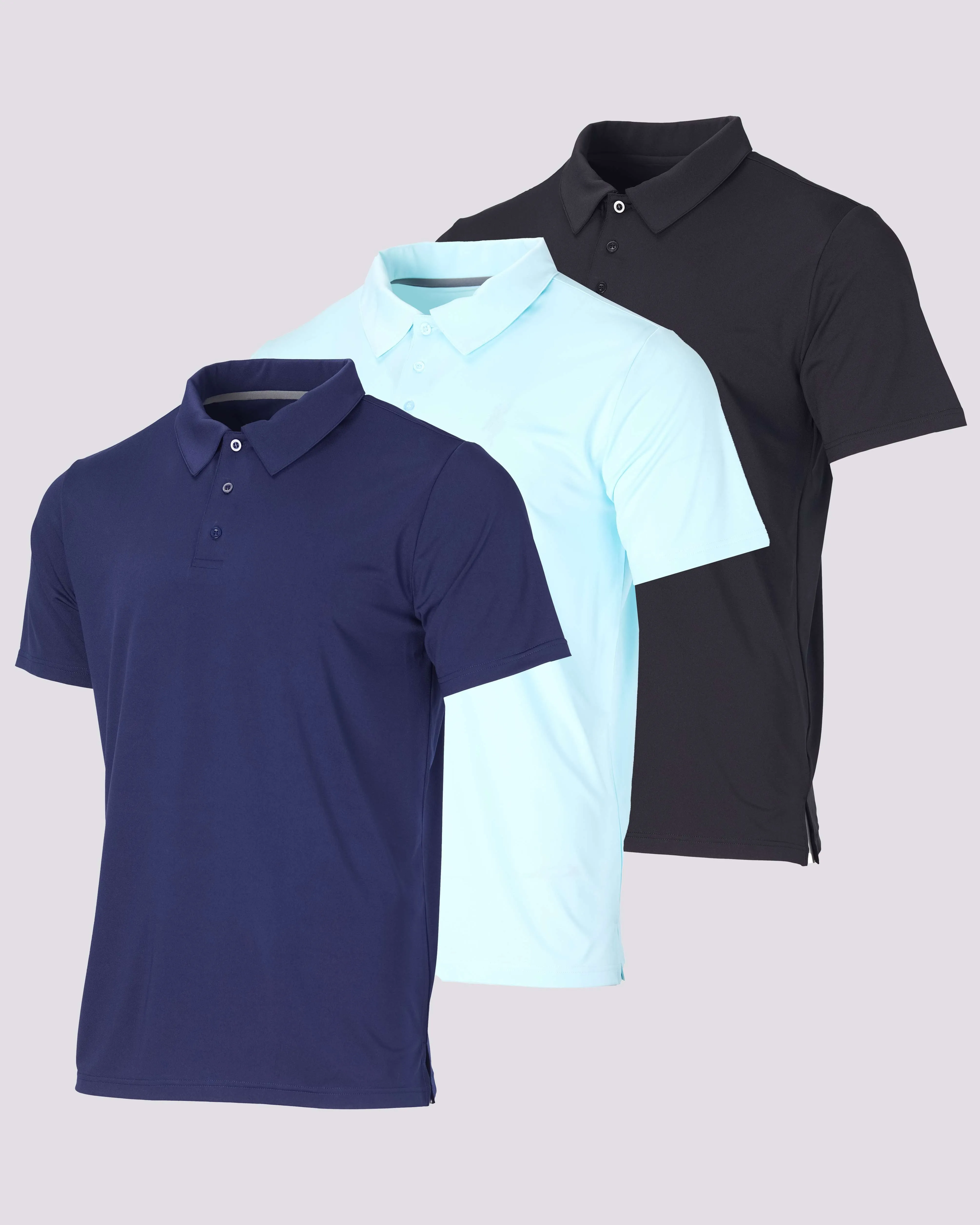 3 Pack: Men's Dry-Fit Short Sleeve Polo Shirt (Available in Big & Tall)