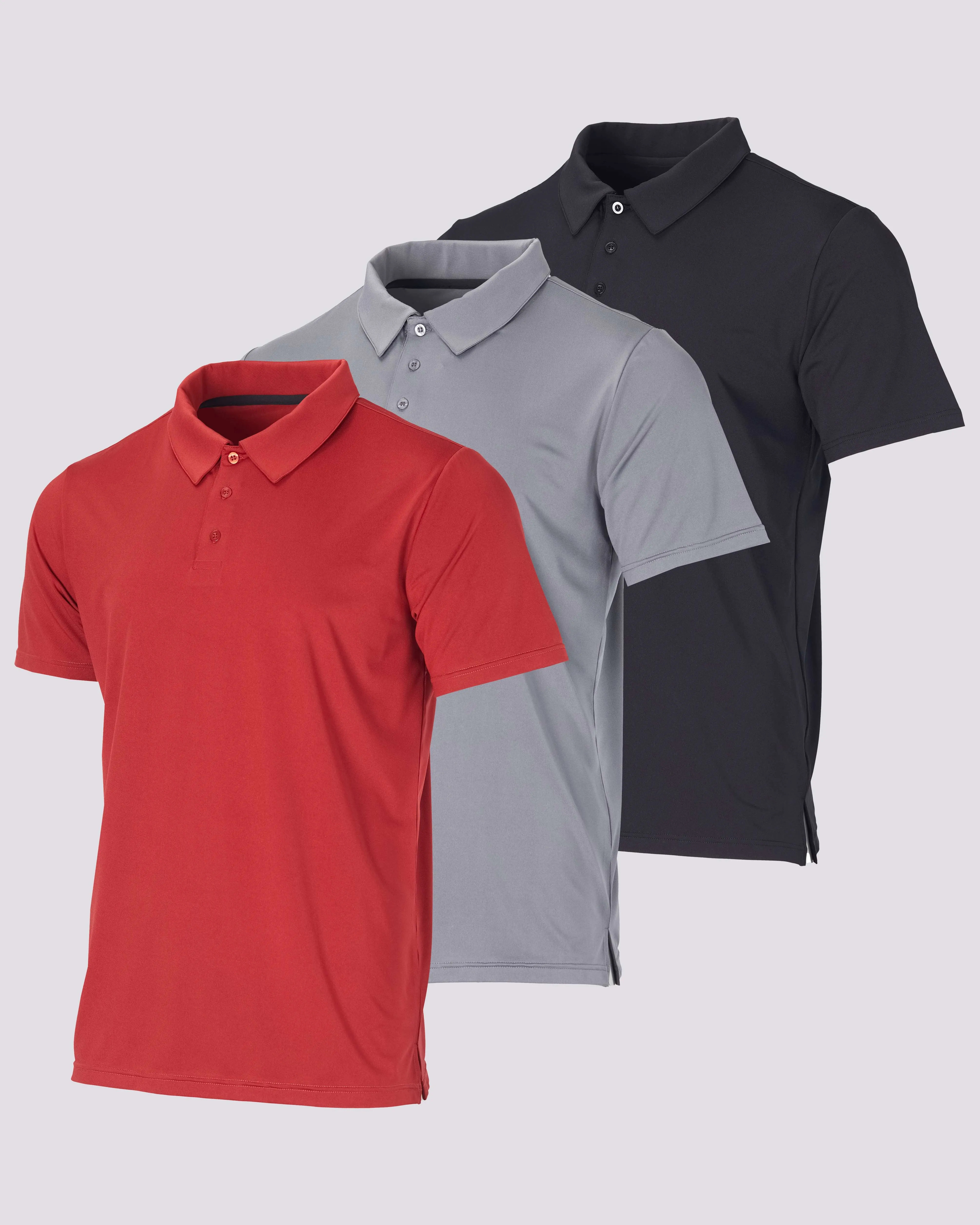 3 Pack: Men's Dry-Fit Short Sleeve Polo Shirt (Available in Big & Tall)