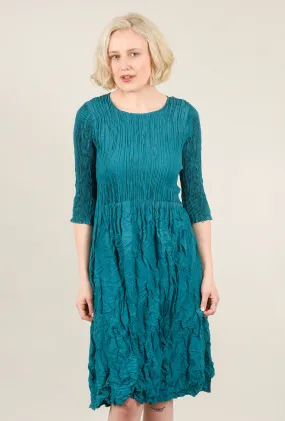 3/4-Sleeve Smash Dress, Peacock