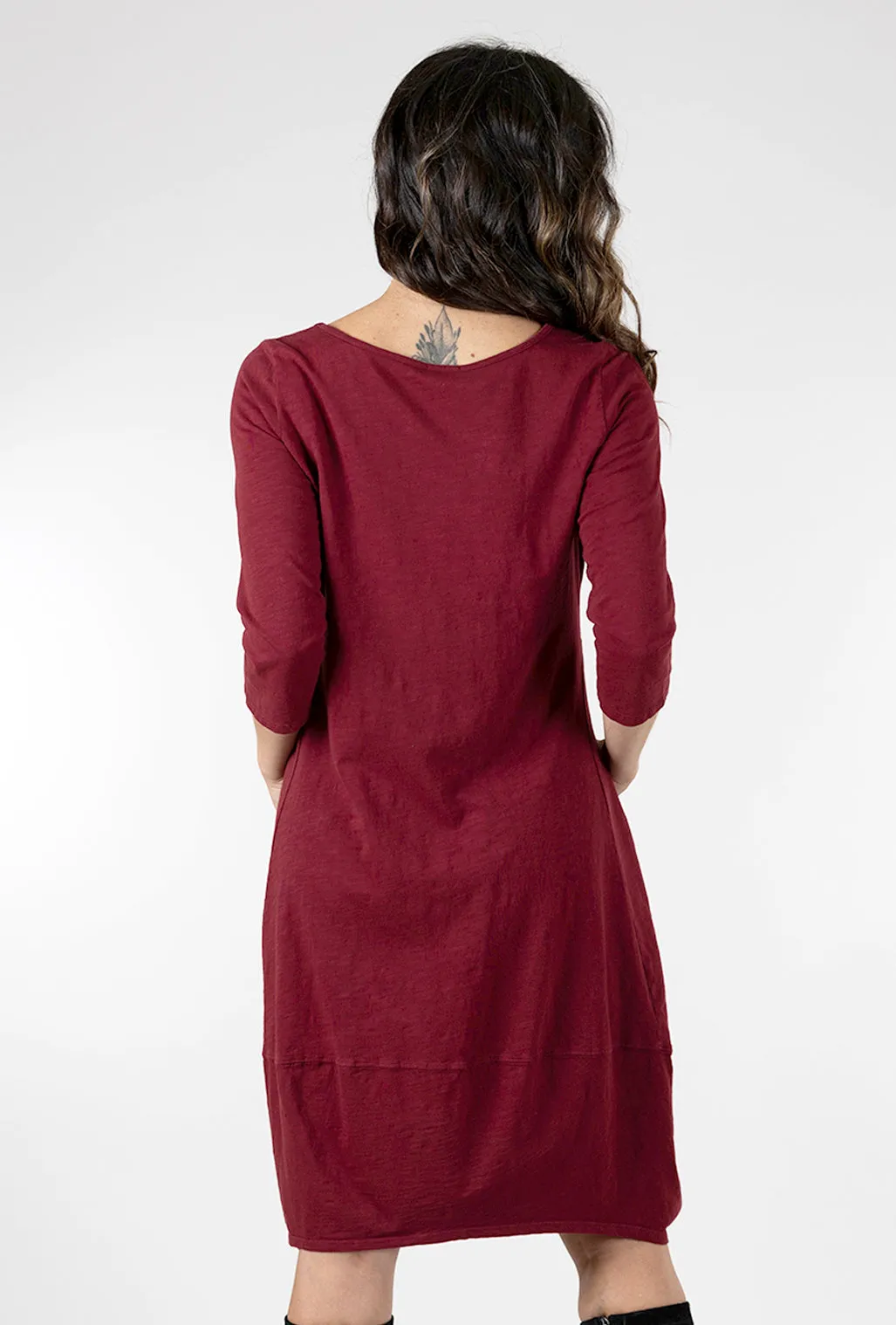 3/4-Sleeve Tulip Dress, Sumac Red