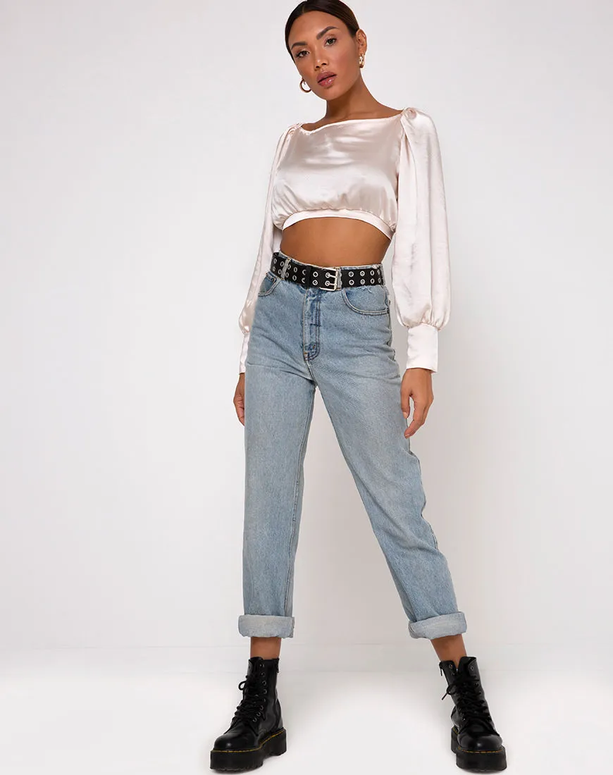 Adoria Crop Top in Satin Ivory