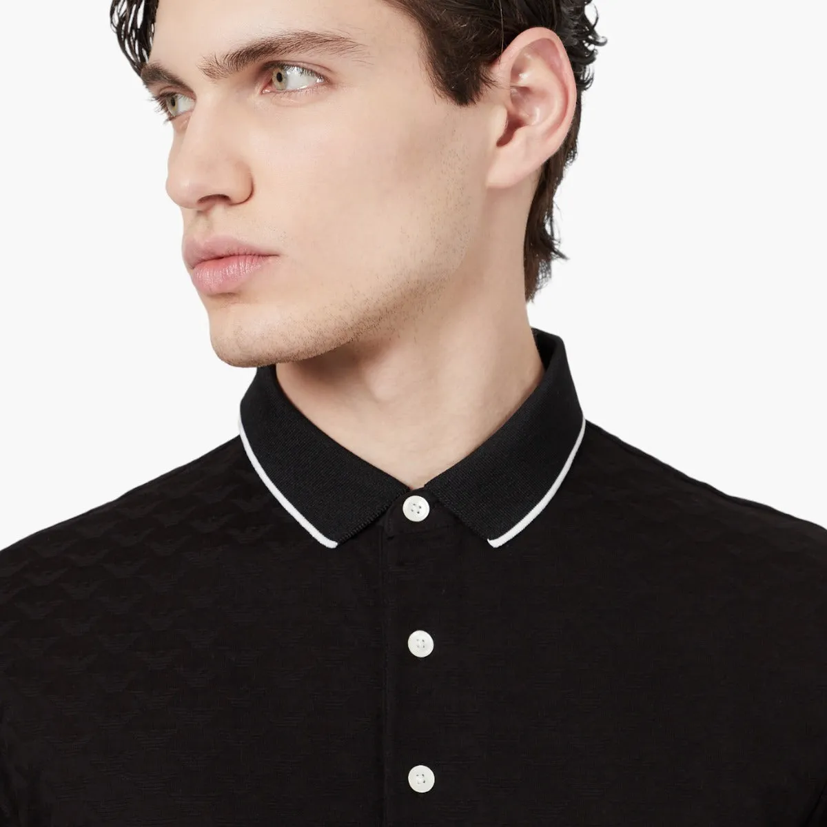 All Over Eagle Mercerised Cotton Polo T-Shirt