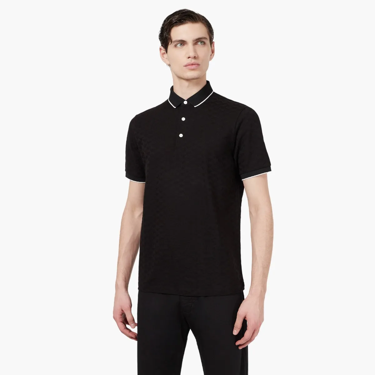 All Over Eagle Mercerised Cotton Polo T-Shirt