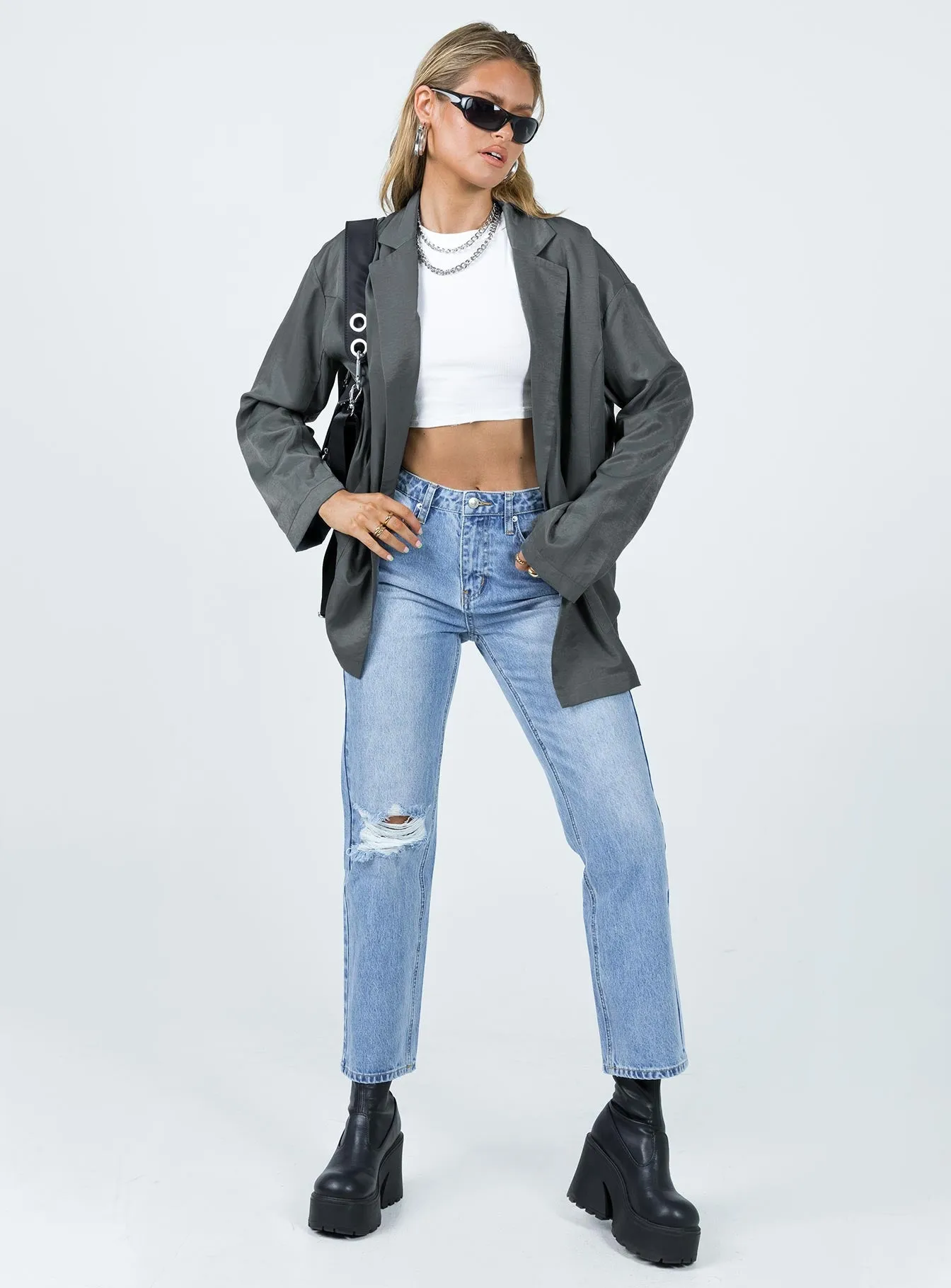 Amber Oversized Blazer Grey