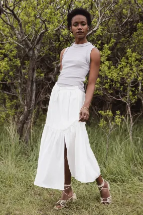 Aspen Midi Skirt in White - FINAL SALE