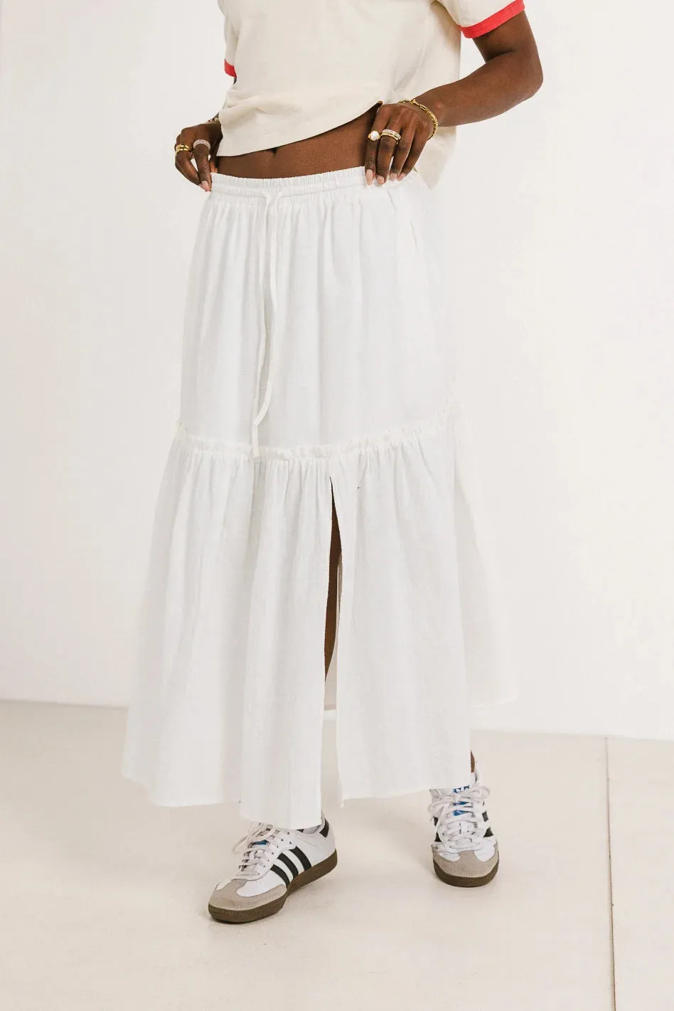 Aspen Midi Skirt in White - FINAL SALE