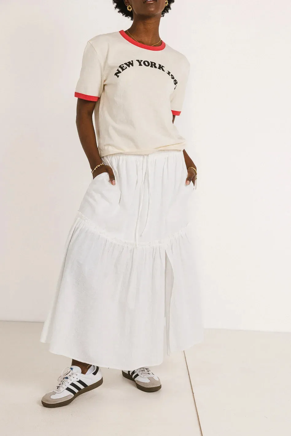 Aspen Midi Skirt in White - FINAL SALE