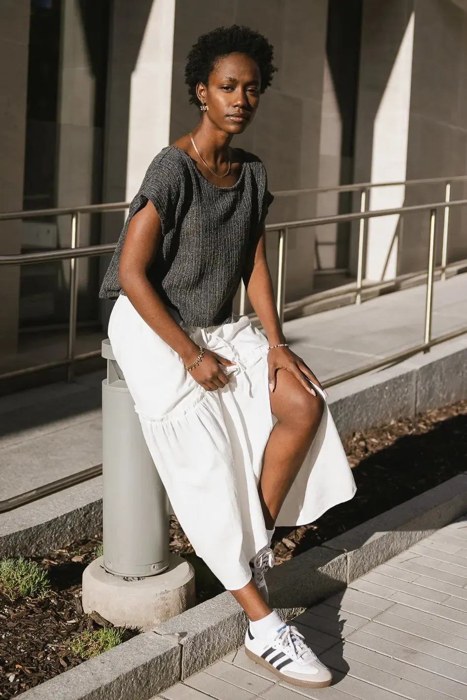 Aspen Midi Skirt in White - FINAL SALE