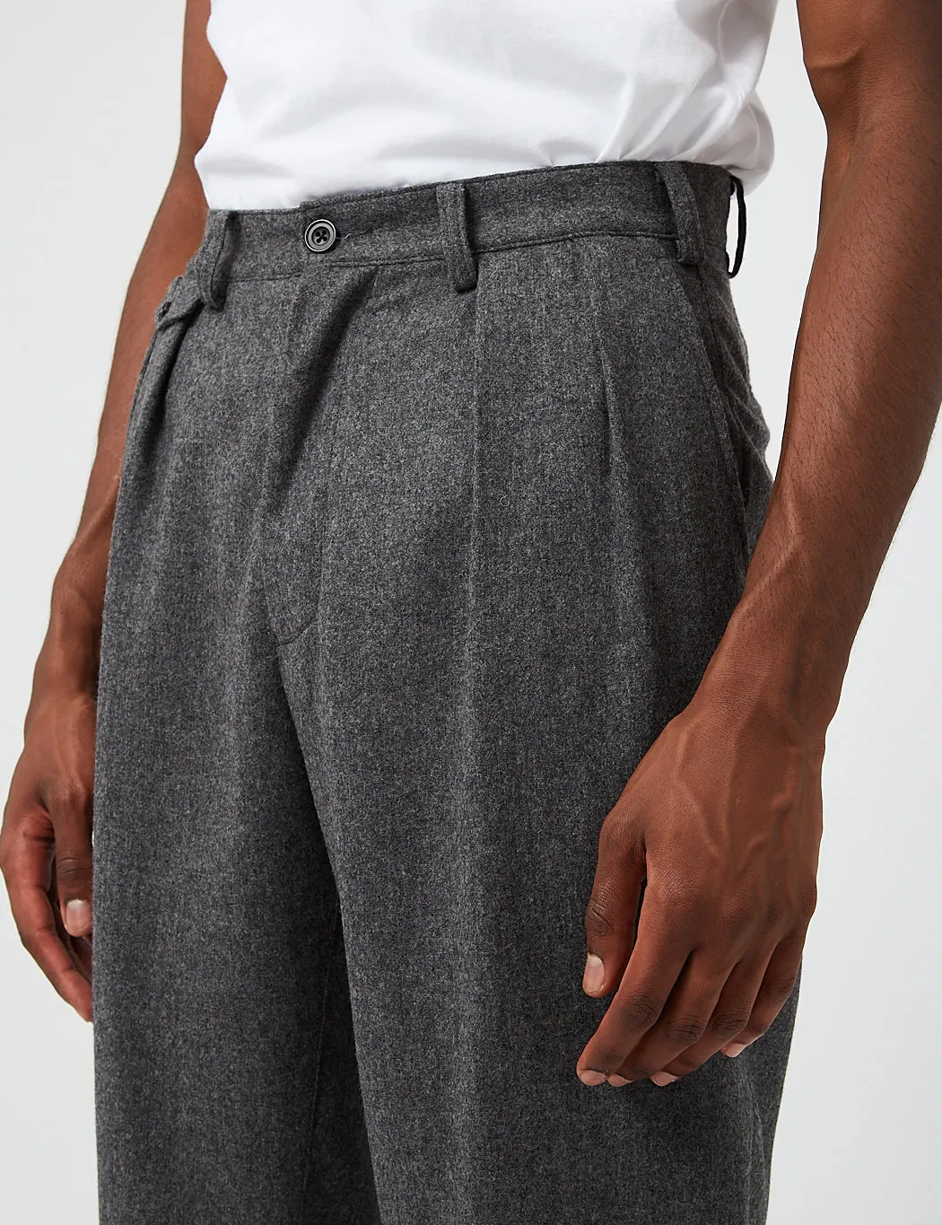 Beams Plus 2 Pleat Flannel Pants - Grey