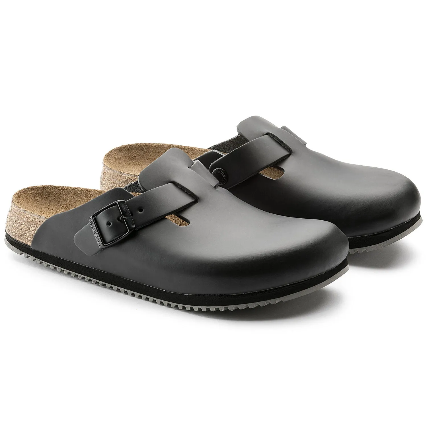 BIRKENSTOCK BOSTON SUPER GRIP BLACK LEATHER