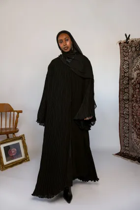 black pleated abaya