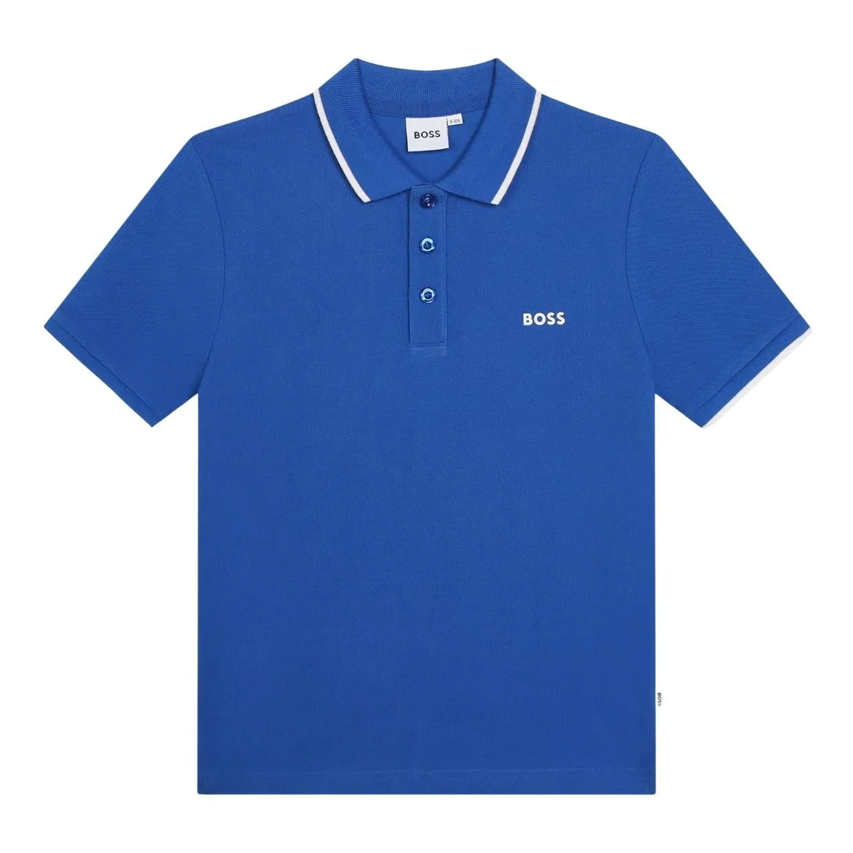 BOSS Kids Print Logo Short Sleeve Royal Blue Polo Shirt