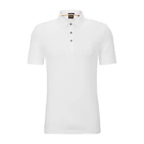 BOSS Logo Patch Passenger White Polo Shirt