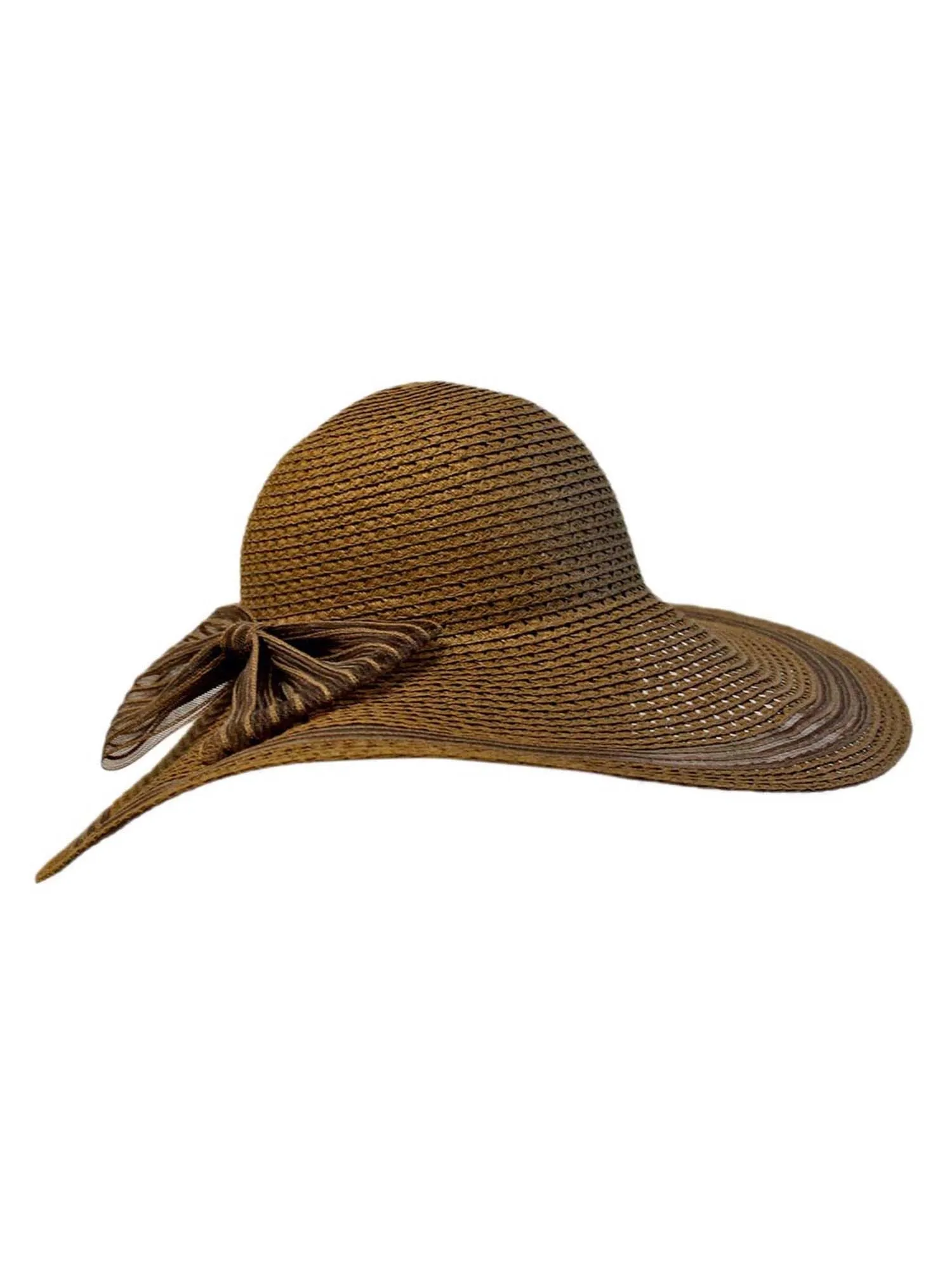 Brown Sun Hat With Shear Trim And Bow