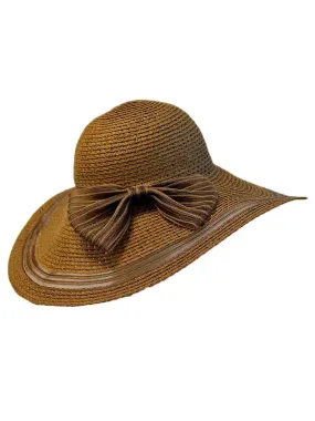 Brown Sun Hat With Shear Trim And Bow