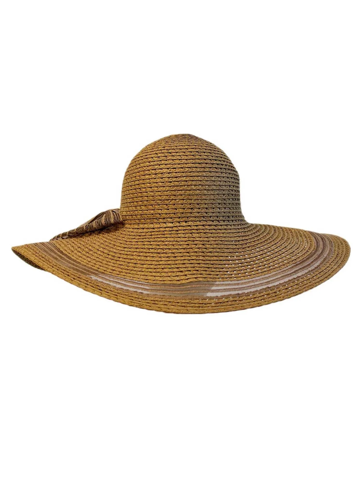 Brown Sun Hat With Shear Trim And Bow