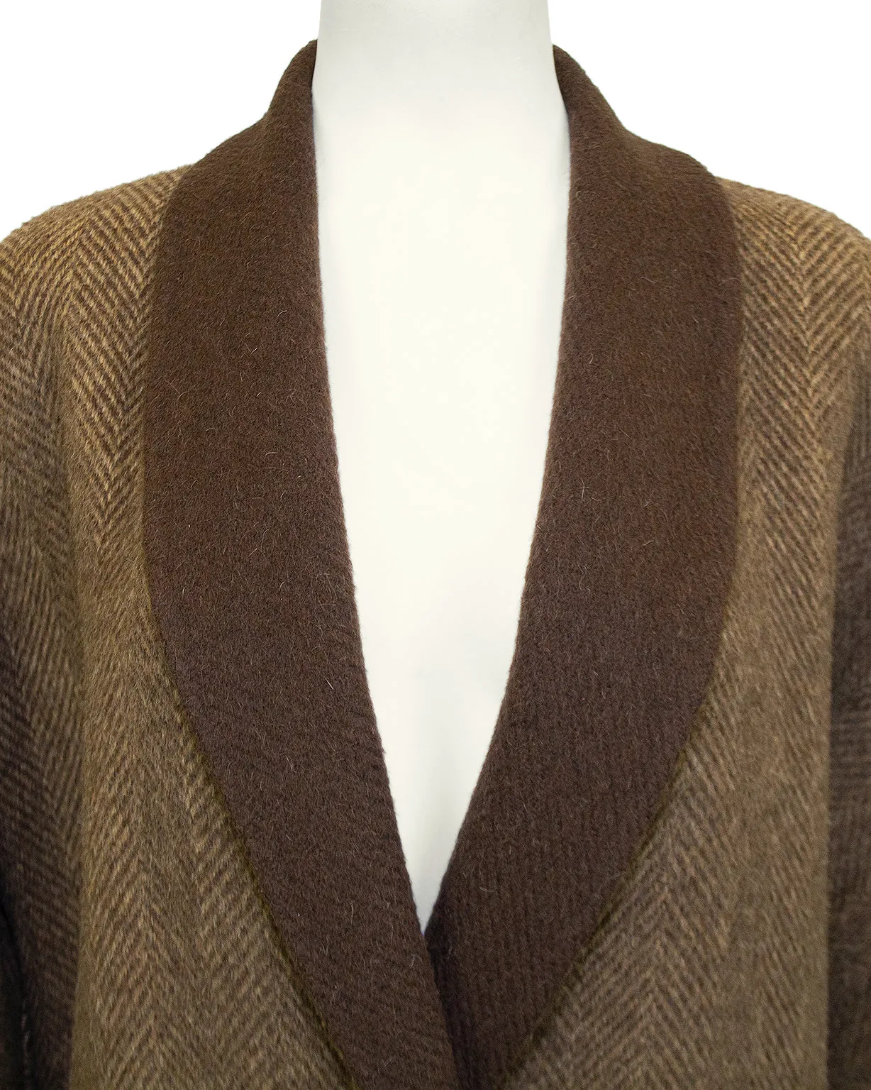 Brown Wool Herringbone Coat