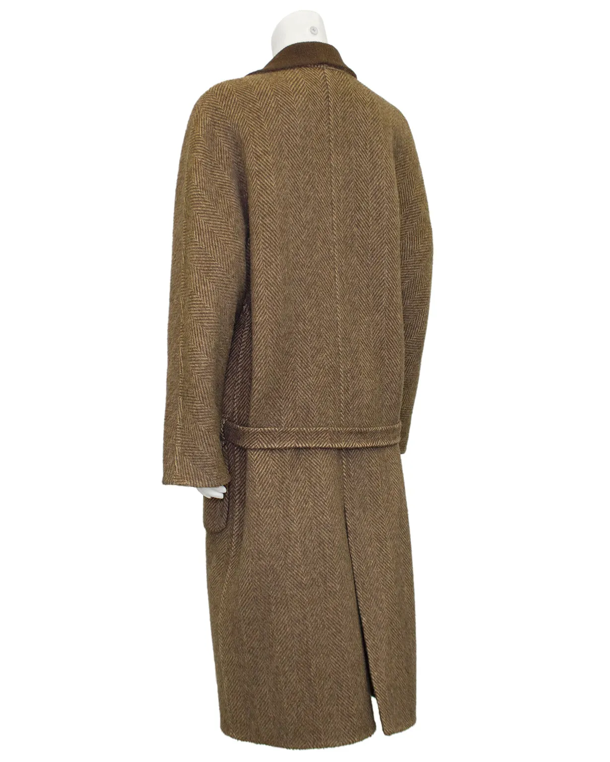 Brown Wool Herringbone Coat