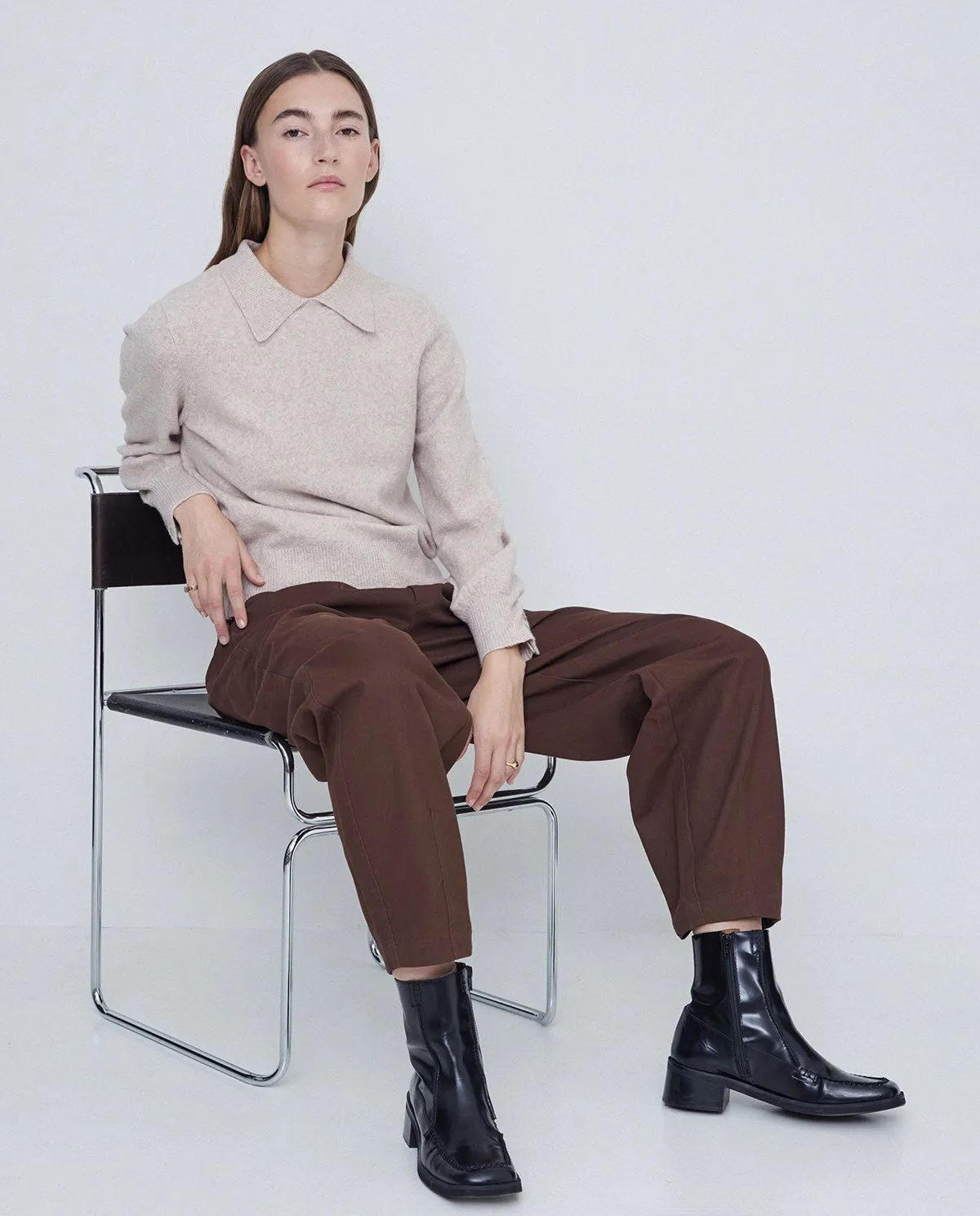 Carrot Cotton Trouser in Brown by YERSE