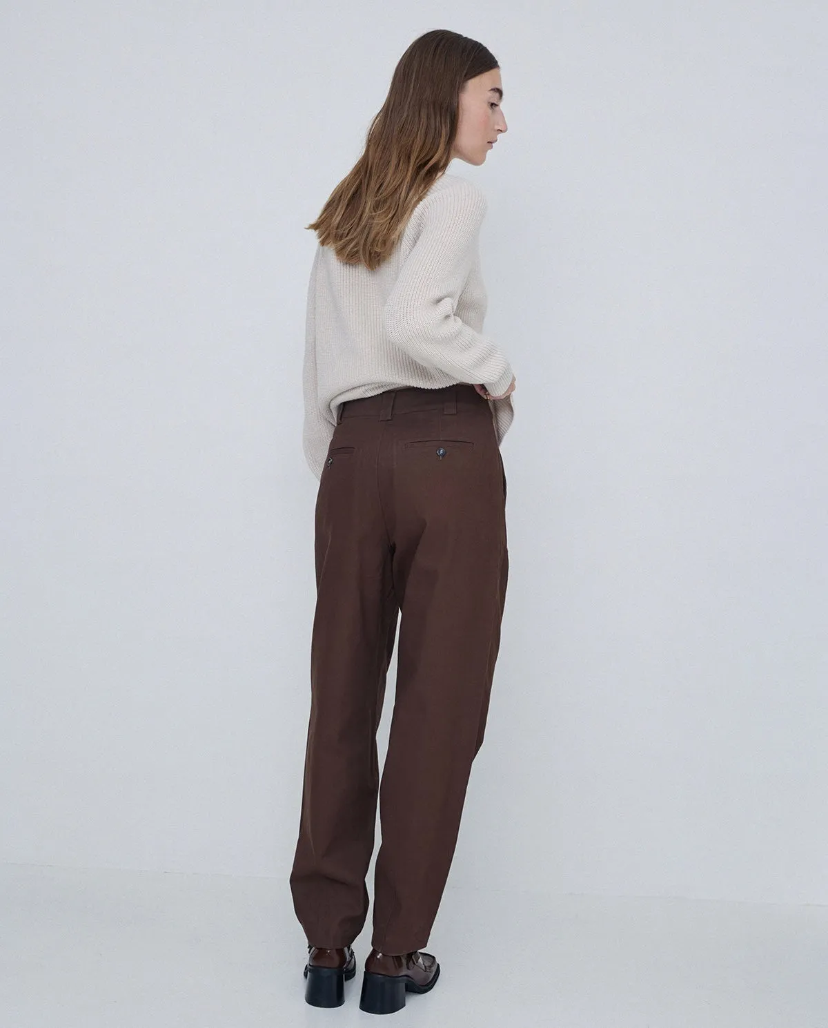 Carrot Cotton Trouser in Brown by YERSE