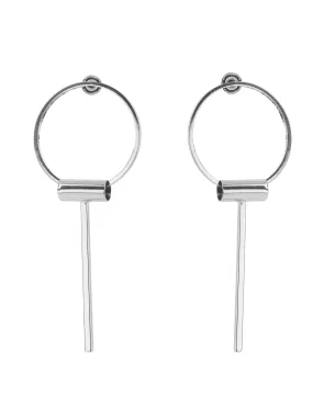 Circle & Bar Drop Pierced Earrings