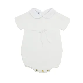 Collared Sweater Bubble with Drawstring | White (24M, 3)