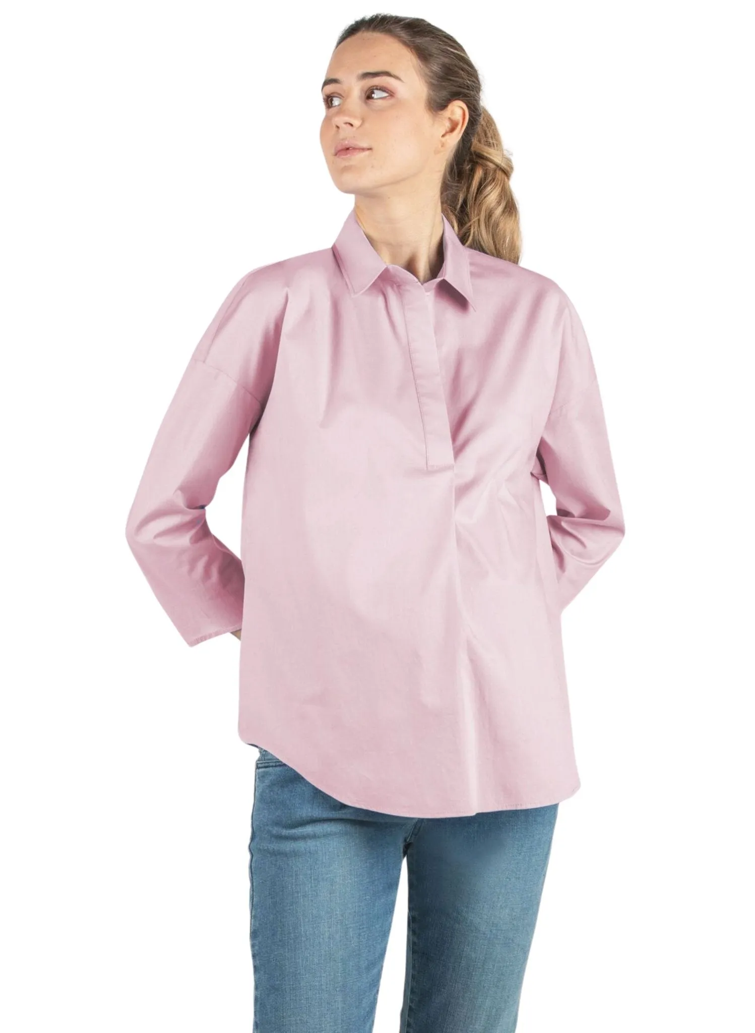 Cotton Maternity Shirt - Pink