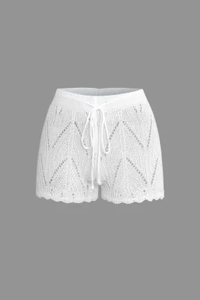 Crochet Drawstring Knit Shorts