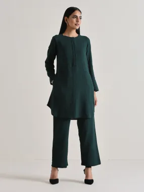 Dark Green Front Placket Co-Ord Set