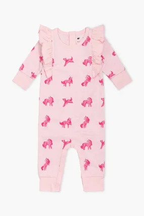 Double Ruffle Romper_Pink Unicorns