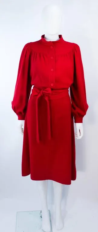 EMANUEL UNGARO Red Wool Cashmere Blend Dress Size 8