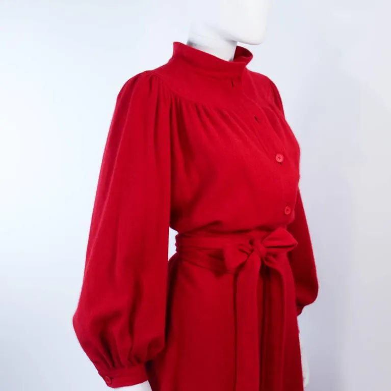 EMANUEL UNGARO Red Wool Cashmere Blend Dress Size 8