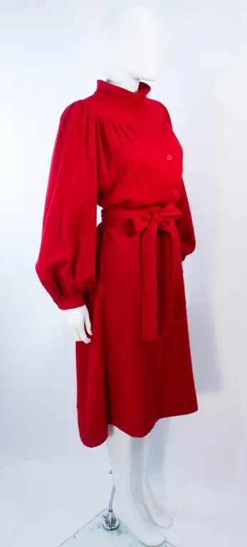 EMANUEL UNGARO Red Wool Cashmere Blend Dress Size 8