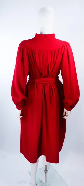 EMANUEL UNGARO Red Wool Cashmere Blend Dress Size 8