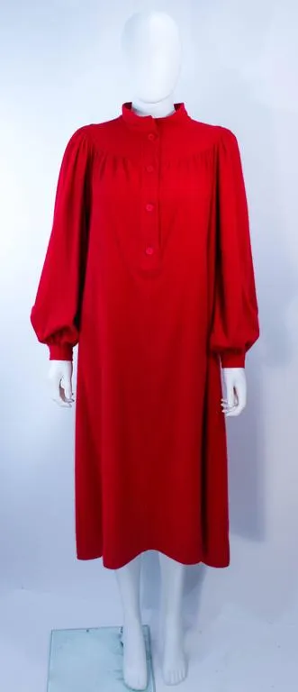 EMANUEL UNGARO Red Wool Cashmere Blend Dress Size 8