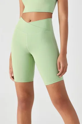 FlexEase™ V-waist Biker Short with Hidden Pocket-Lt Green