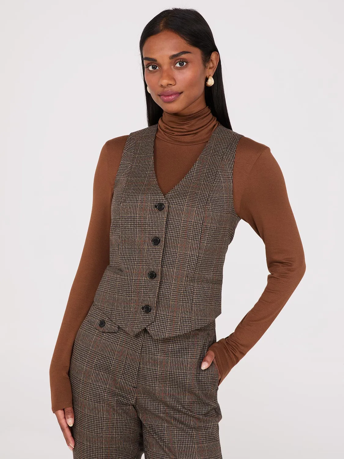 Glen Plaid Button-Front Vest