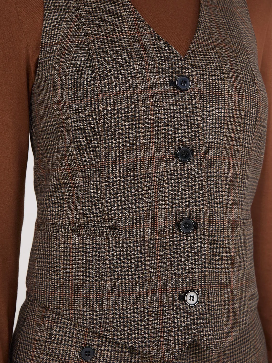 Glen Plaid Button-Front Vest